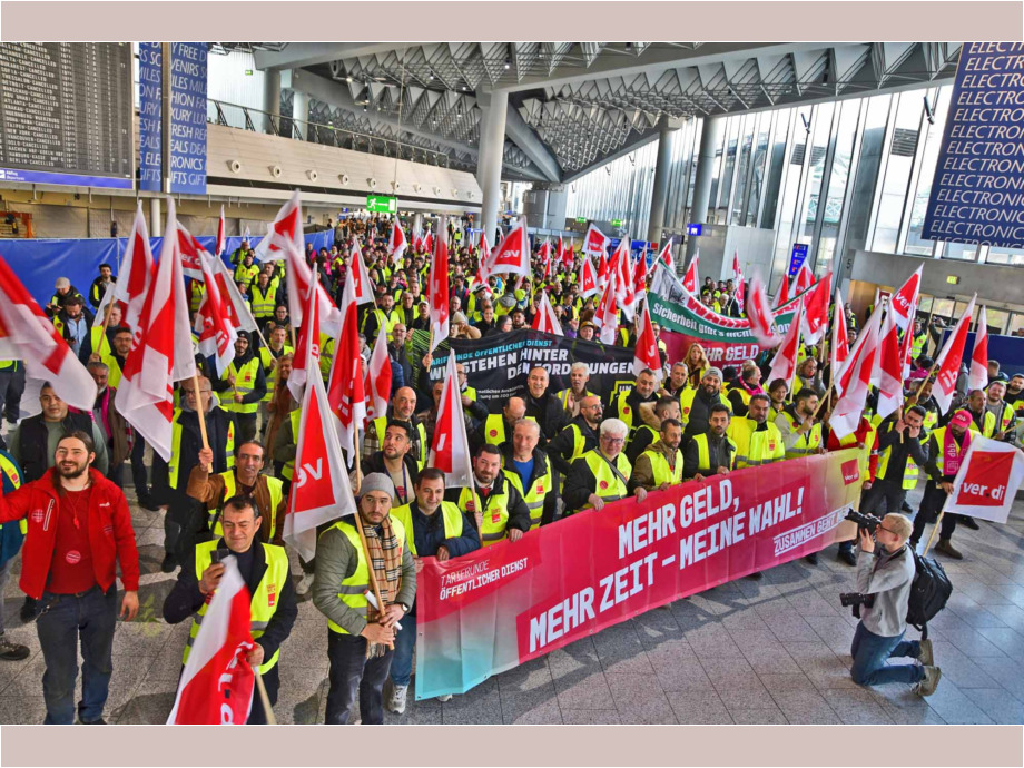 Tarifverhandlungen für den Öffentlichen Dienst und für die Luftsicherheitskräfte, Warnstreik am 10.03.2025 am Flughafen Frankfurt Tarifverhandlungen für den Öffentlichen Dienst und für die Luftsicherheitskräfte, Warnstreik am 10.03.2025 am Flughafen Frankfurt