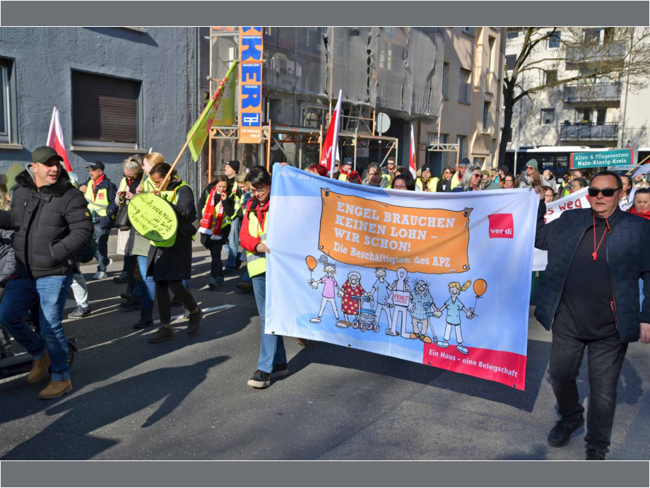 Beschäftigte aus Pflegeeinrichtungen aus ganz Hessen haben heute für ihre Forderungen in der Tarifrunde des Öffentlichen Dienstes gestreikt, hier in Hanau Beschäftigte aus Pflegeeinrichtungen aus ganz Hessen haben heute für ihre Forderungen in der Tarifrunde des Öffentlichen Dienstes gestreikt, hier in Hanau