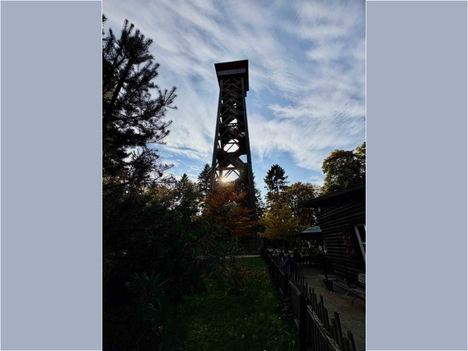 Von dem Goetheturm in Frankfurt hat sich eine Freundin vor Jahren runter gestürzt. Seitdem steige ich nicht mehr hoch, auch wenn die Aussicht noch so sehr verlockt. Doch die Sonne , die durch den Turm scheint, entschädigt mein flaues Gefühl.